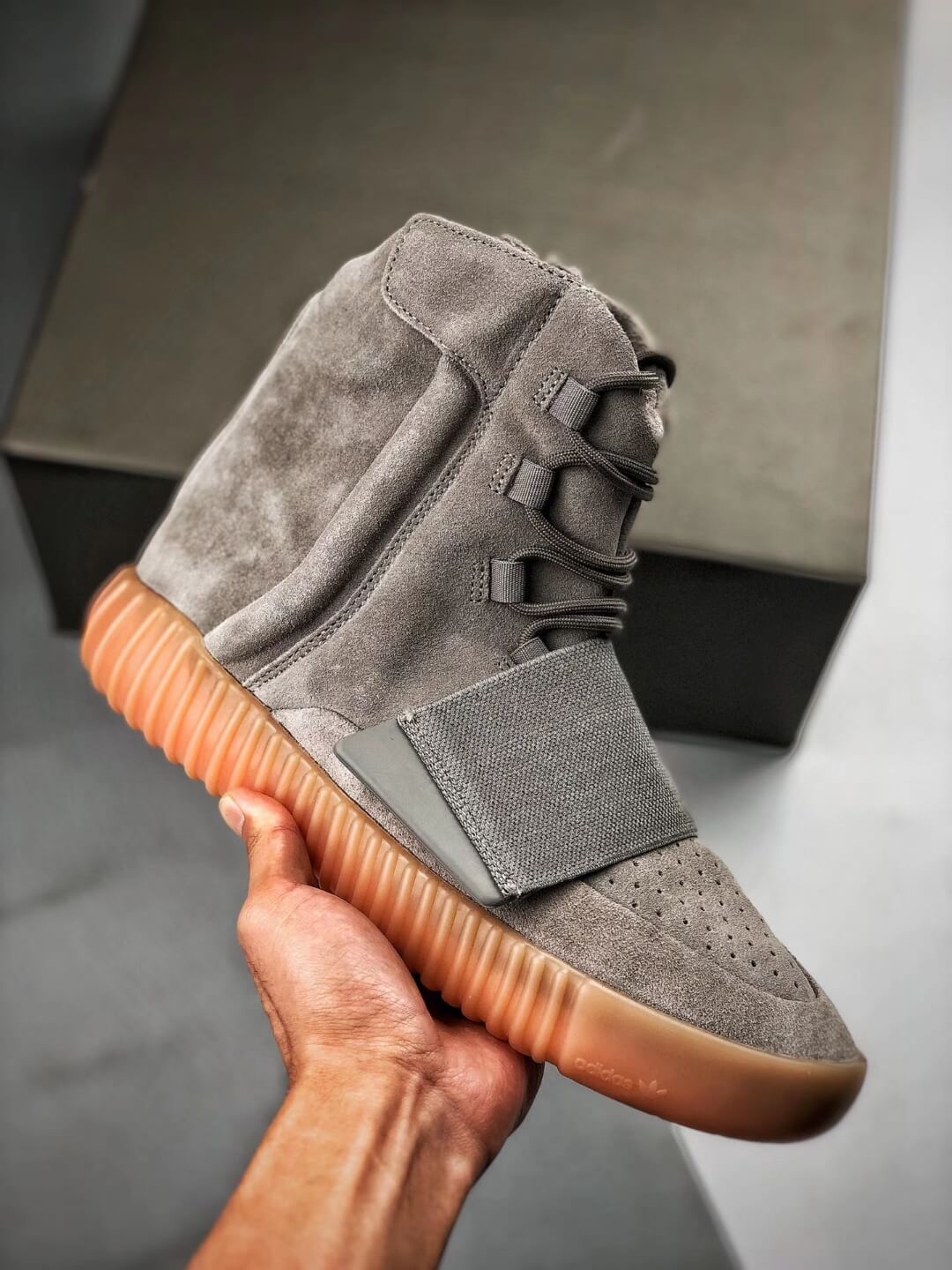 The Yeezy Boost 750 'Grey Gum' Suede 