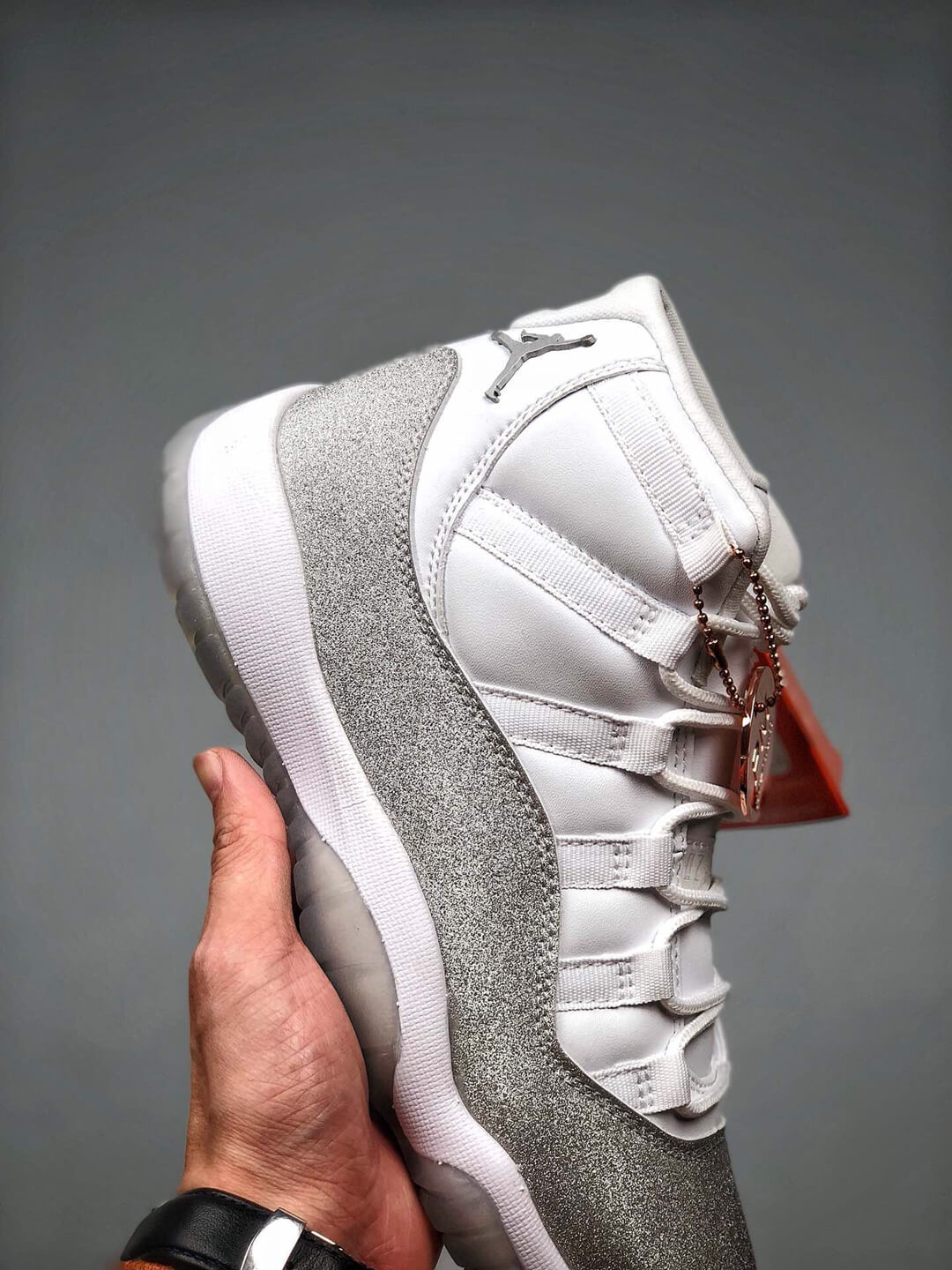 grey jordan 11 high