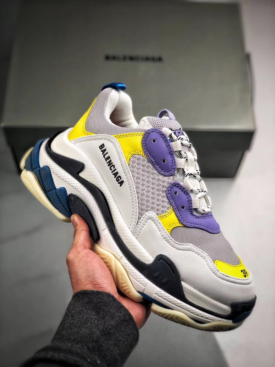 balenciaga triple s purple yellow