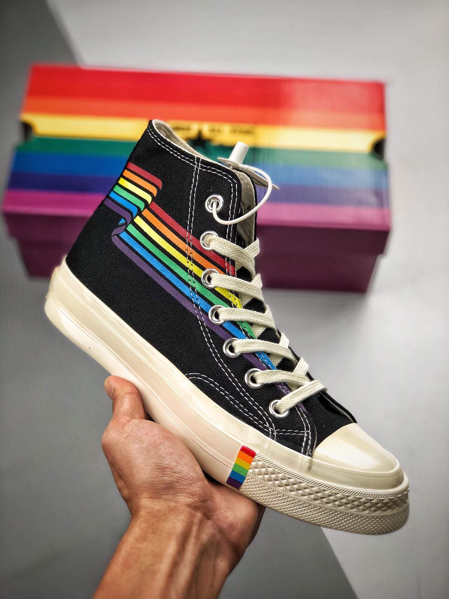 converse black rainbow