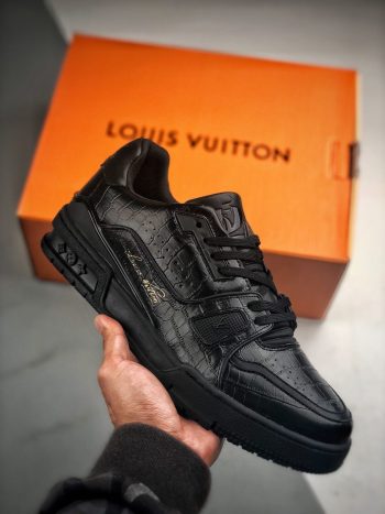 LOUIS VUITTON LV Trainer Patent Leather 'Triple Black' 1AA45R - KICKS CREW