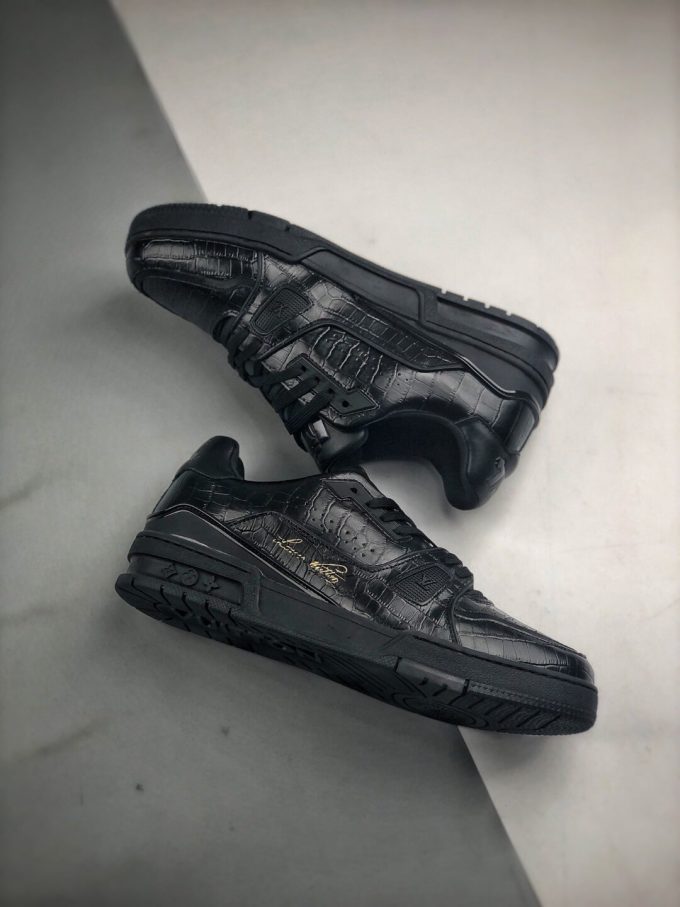 The Louis Vuitton LV Trainer Sneaker Black Vintage Basketball RepSneaker 08