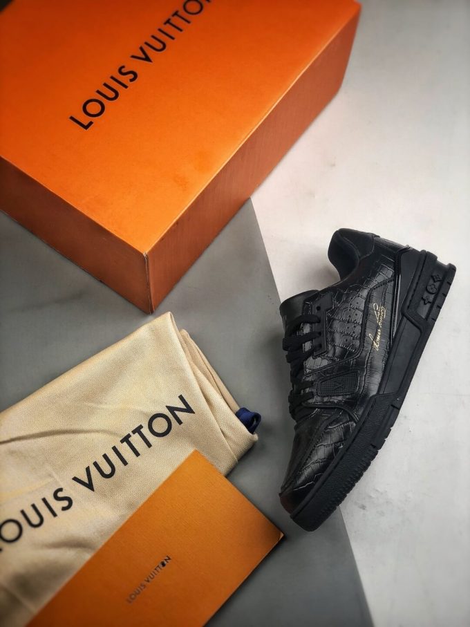 The Louis Vuitton LV Trainer Sneaker Black Vintage Basketball RepSneaker 09