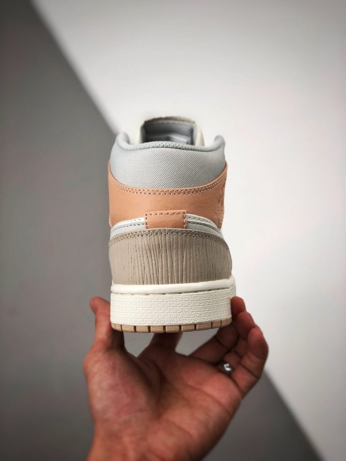 The Nike Air Jordan 1 Mid Milan City Pack Beige Leather Upper Tan Suede Toe Top Replica Sneakers 07