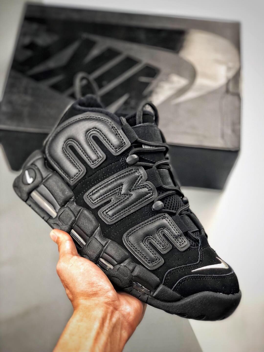 The Supreme x Air More Uptempo Black 