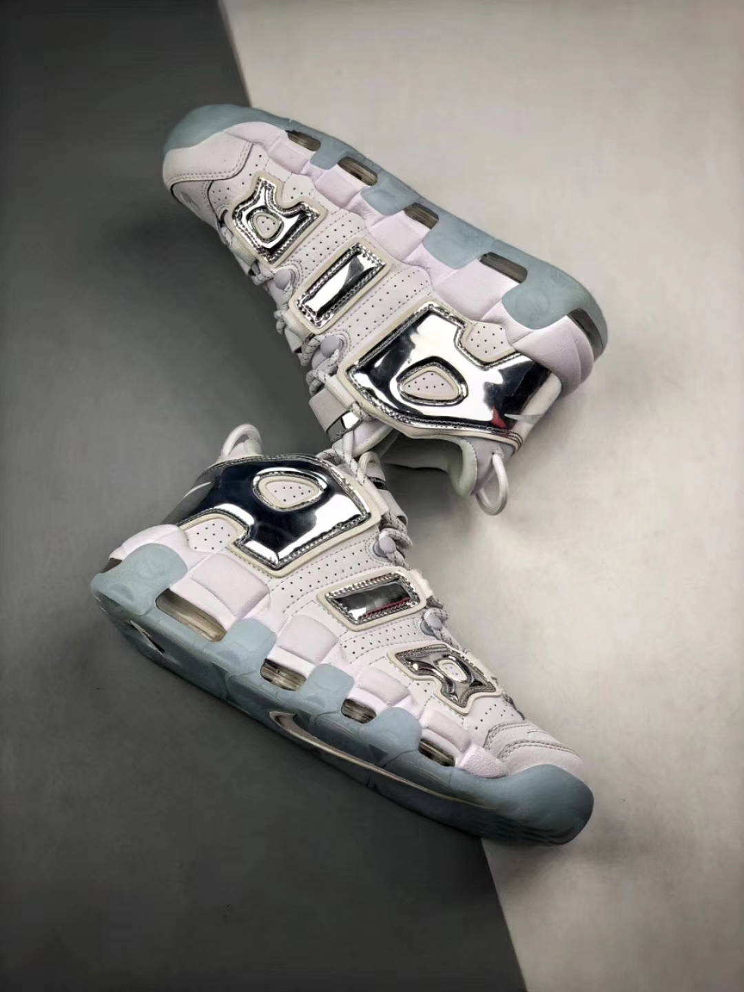 The Wmns Air More Uptempo Chrome Sneaker 3M Reflective