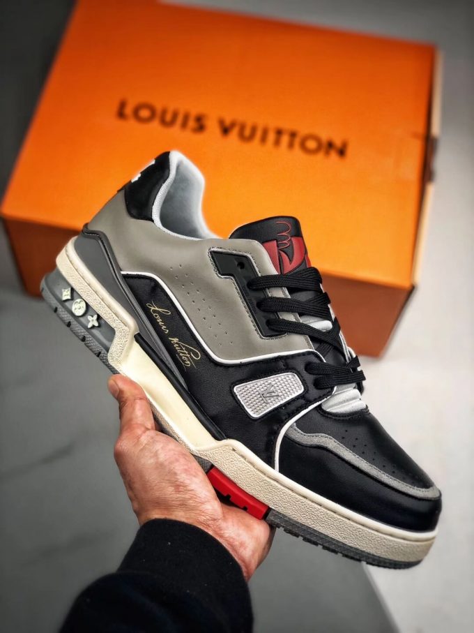 The Virgil Abloh Louis Vuitton LV Trainer Sneaker Boot Black Grey RepSneaker 01