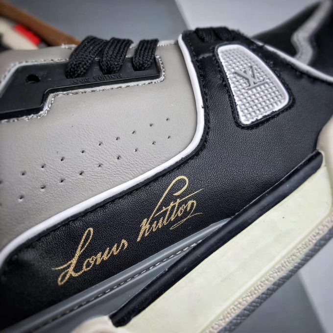 The Virgil Abloh Louis Vuitton LV Trainer Sneaker Boot Black Grey RepSneaker 10