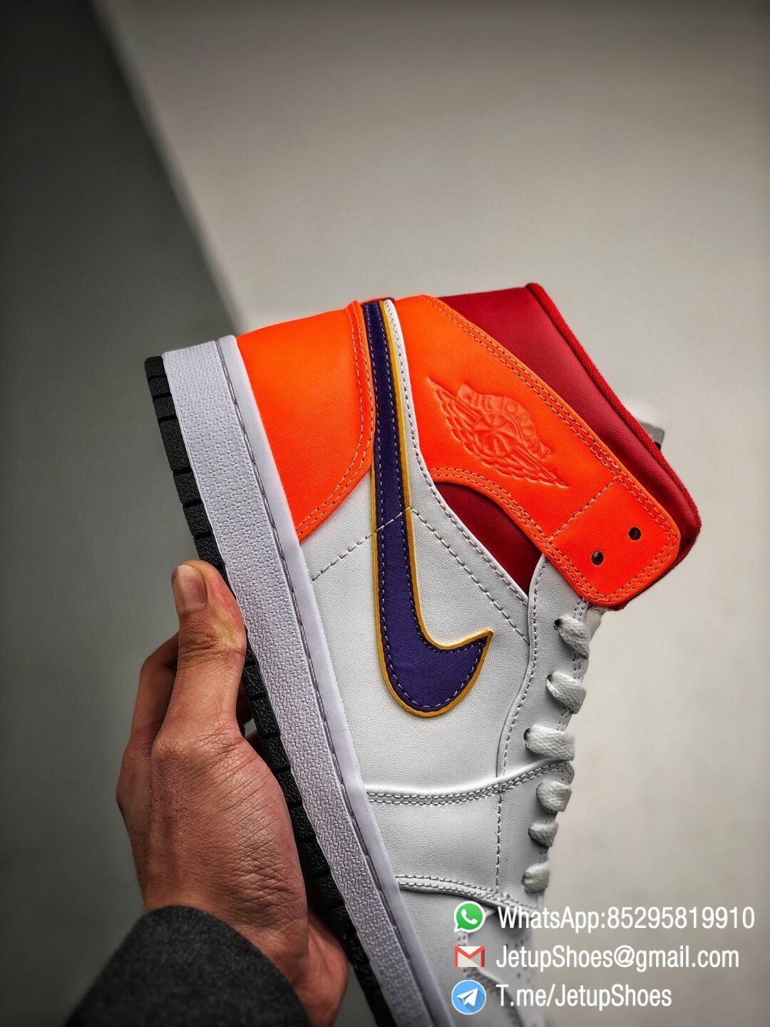 The Air Jordan 1 Mid GS White Court Purple Teal Repsneaker White Leather Upper Green Collar and Yellow Overlay 05 The Air Jordan 1 Mid GS White Court Purple Teal Repsneaker White Leather Upper Green Collar and Yellow Overlay 05