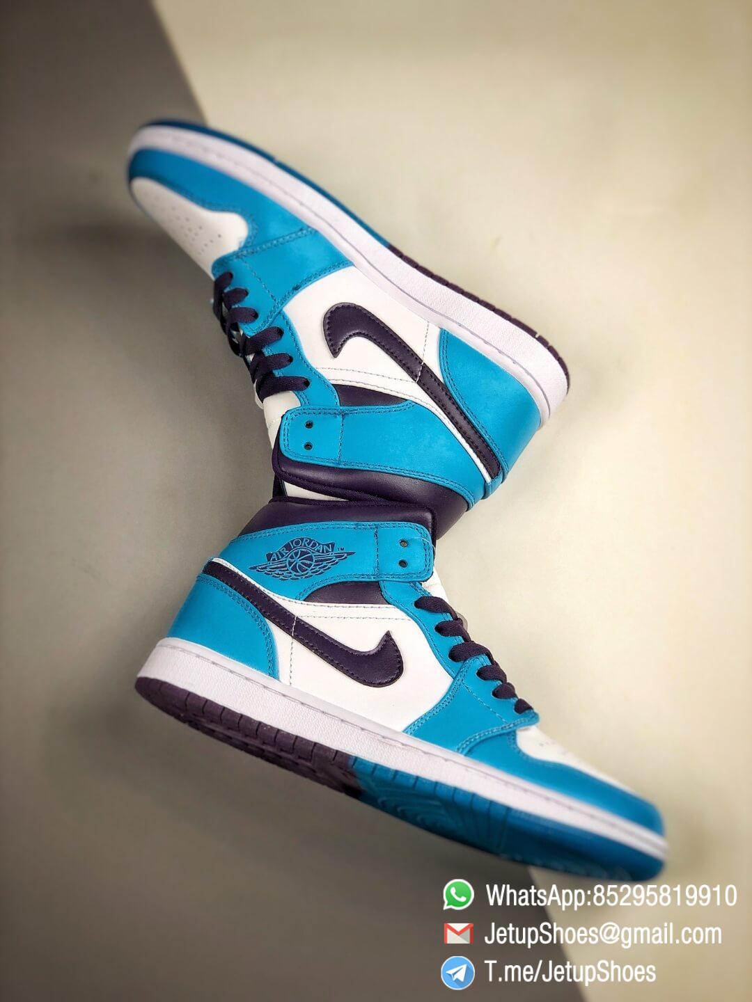 The Air Jordan 1 Mid Hornets Blue Lagoon and Grand Purple Leather Upper Jordan Wings Logo Repsneakers 08