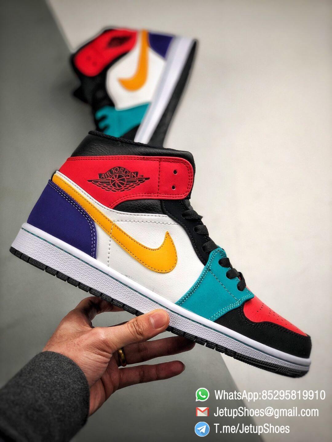 The Air Jordan 1 Mid Multi Color Sneaker Red and Red on Toe and Collar Orange Swoosh Nike Logo Repshoes 02 The Air Jordan 1 Mid Multi Color Sneaker Red and Red on Toe and Collar Orange Swoosh Nike Logo Repshoes 02