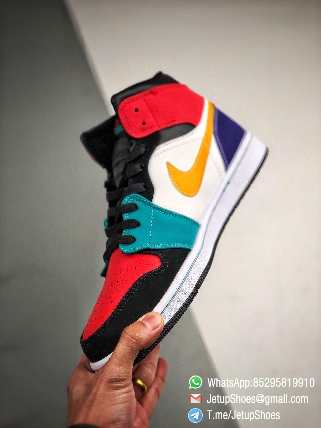 The Air Jordan 1 Mid Multi Color Sneaker Red and Red on Toe and Collar Orange Swoosh Nike Logo Repshoes 04 The Air Jordan 1 Mid Multi Color Sneaker Red and Red on Toe and Collar Orange Swoosh Nike Logo Repshoes 04