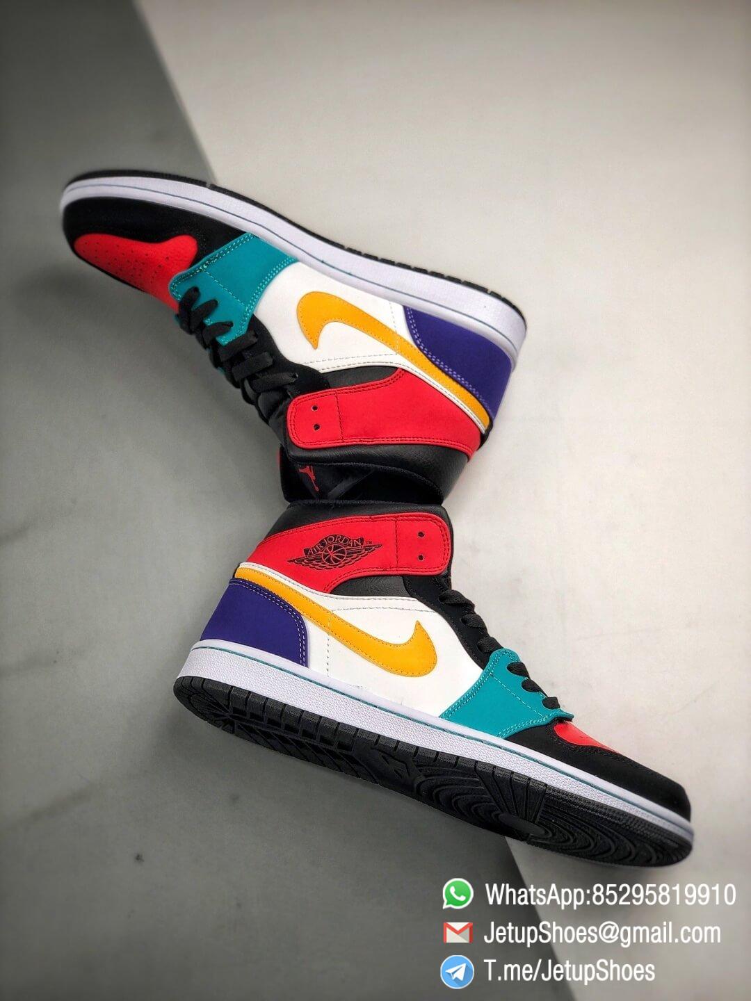 The Air Jordan 1 Mid Multi Color Sneaker Red and Red on Toe and Collar Orange Swoosh Nike Logo Repshoes 08 The Air Jordan 1 Mid Multi Color Sneaker Red and Red on Toe and Collar Orange Swoosh Nike Logo Repshoes 08