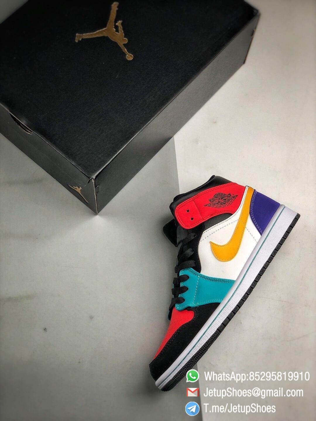 The Air Jordan 1 Mid Multi Color Sneaker Red and Red on Toe and Collar Orange Swoosh Nike Logo Repshoes 09 The Air Jordan 1 Mid Multi Color Sneaker Red and Red on Toe and Collar Orange Swoosh Nike Logo Repshoes 09