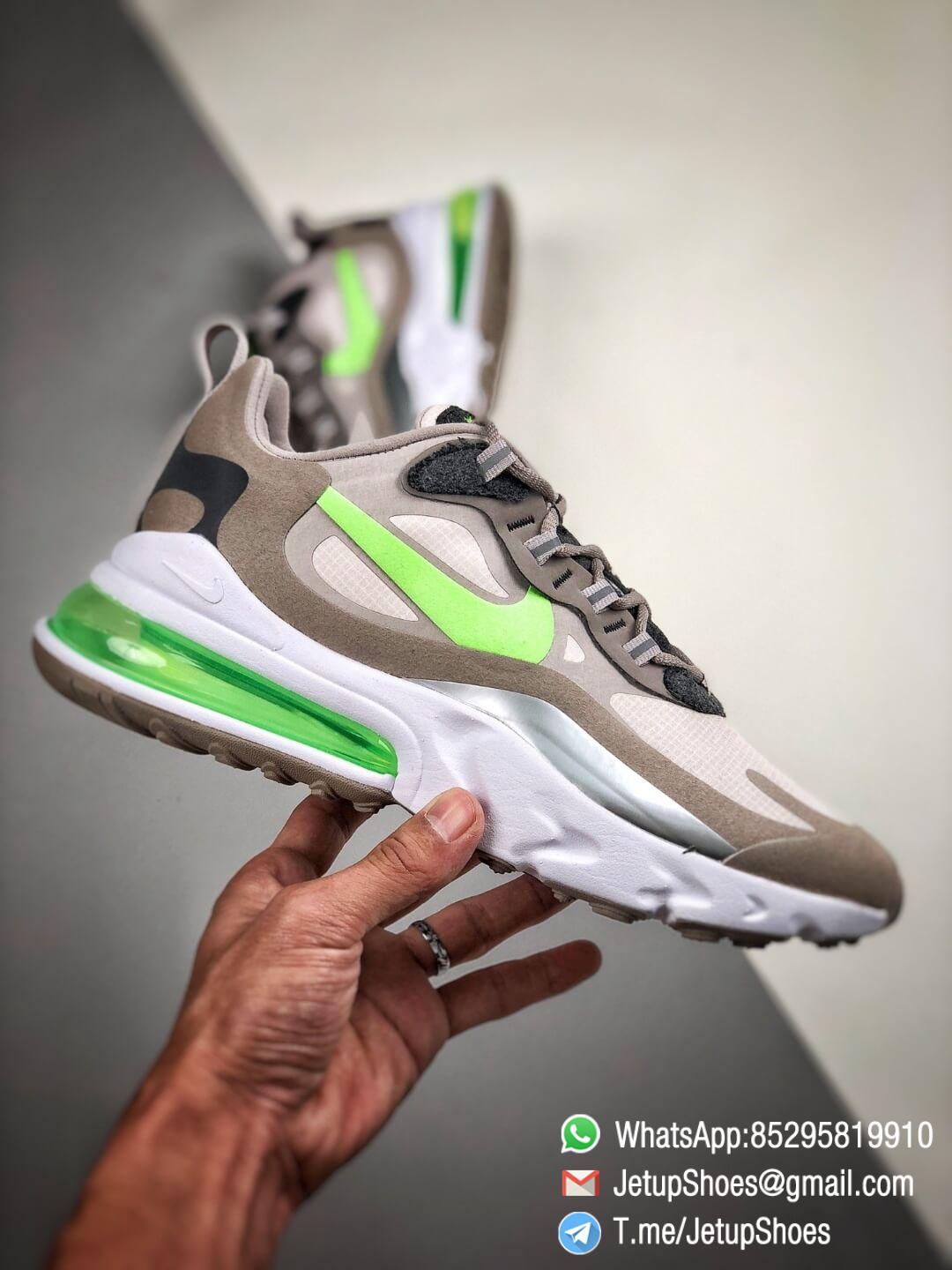 The Nike Air Max 270 React White Grey Silver Green RepSneaker Summit White Upper Grey Fringe Greey Nike Logo 02 The Nike Air Max 270 React White Grey Silver Green RepSneaker Summit White Upper Grey Fringe Greey Nike Logo 02