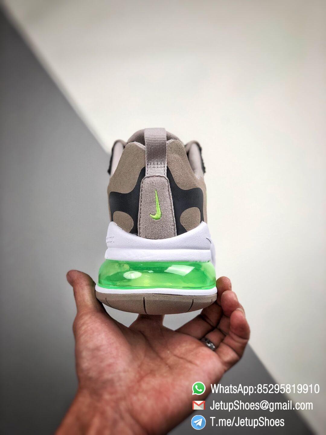 The Nike Air Max 270 React White Grey Silver Green RepSneaker Summit White Upper Grey Fringe Greey Nike Logo 07