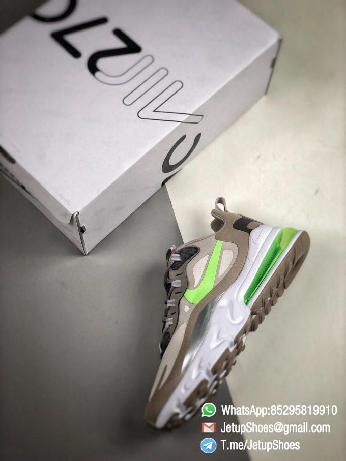 The Nike Air Max 270 React White Grey Silver Green RepSneaker Summit White Upper Grey Fringe Greey Nike Logo 09