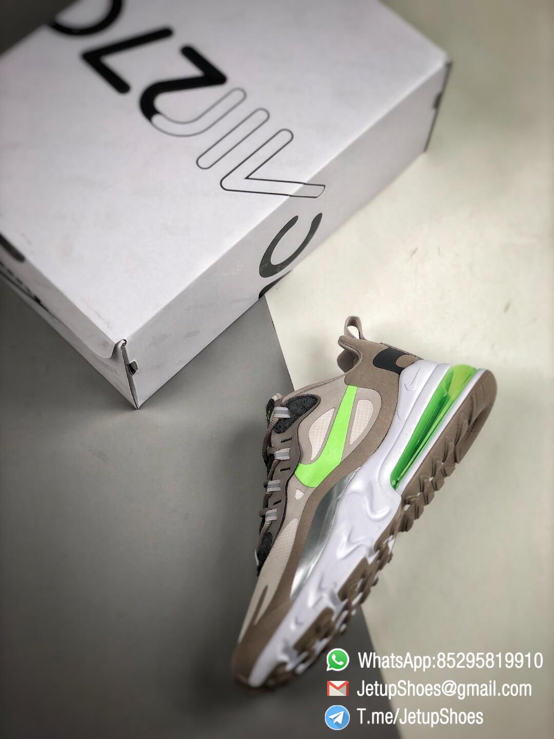 The Nike Air Max 270 React White Grey Silver Green RepSneaker Summit White Upper Grey Fringe Greey Nike Logo 09