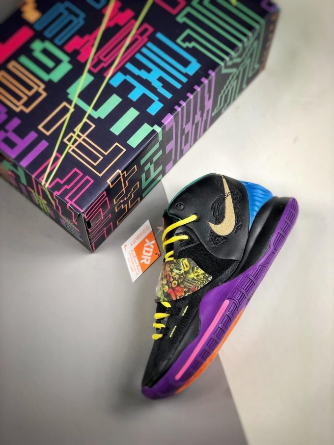 The Nike Kyrie 6 Chinese New Year Sneaker Multicolor Graphic Black Mesh Leather Upper Purple Outsole Replica Shoes 09