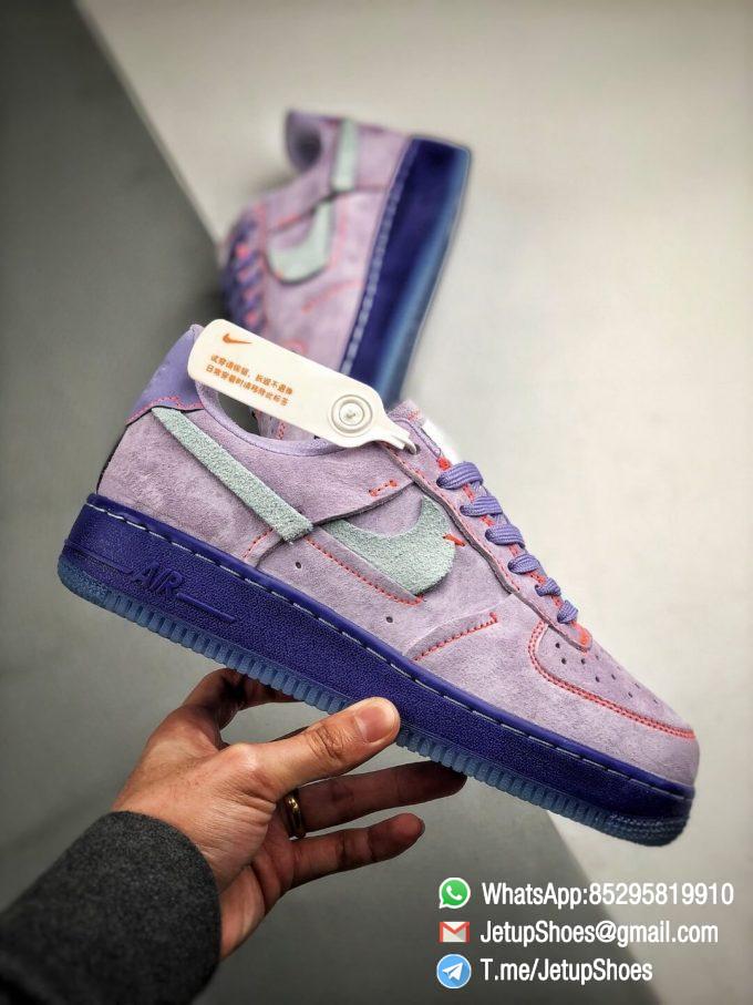 The Nike Wmns Air Force 1 Low LX Purple Agate Suede Upper Orange Stitches Ocean Blue Outsoles Repsneaker 02