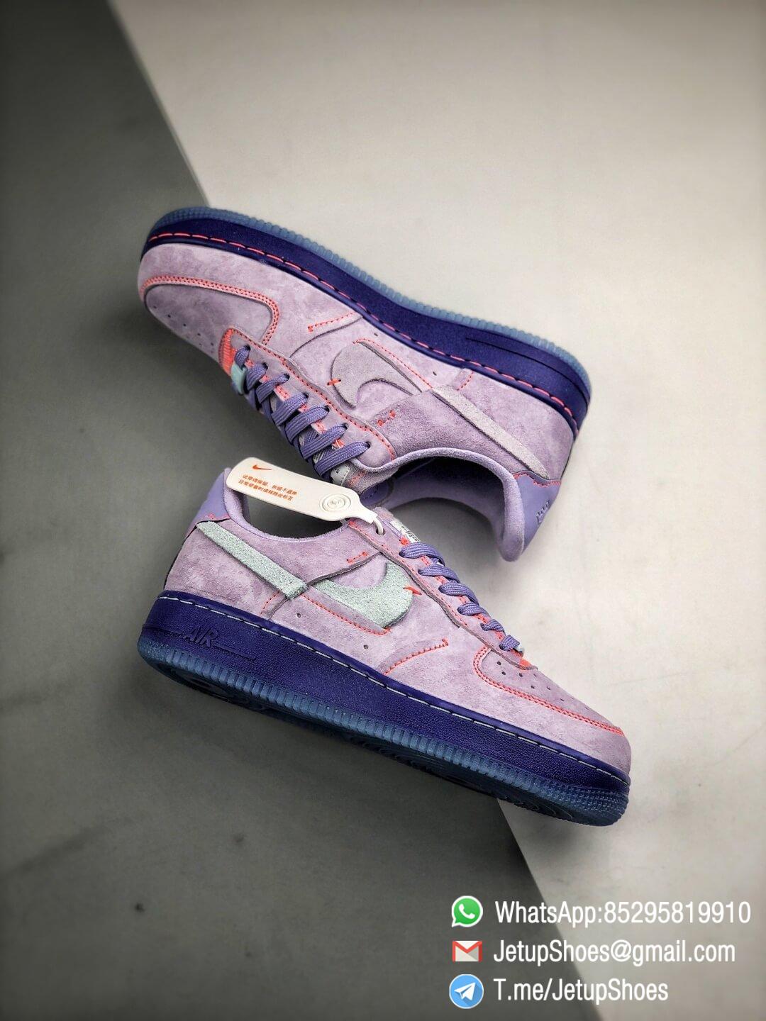 The Nike Wmns Air Force 1 Low LX Purple Agate Suede Upper Orange Stitches Ocean Blue Outsoles Repsneaker 11