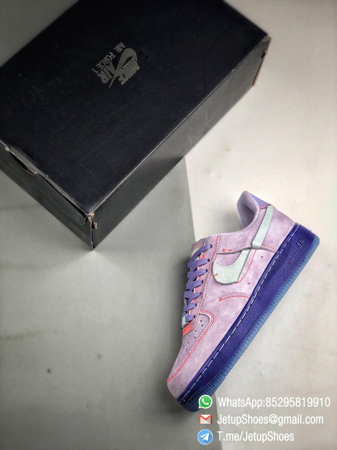 The Nike Wmns Air Force 1 Low LX Purple Agate Suede Upper Orange Stitches Ocean Blue Outsoles Repsneaker 12