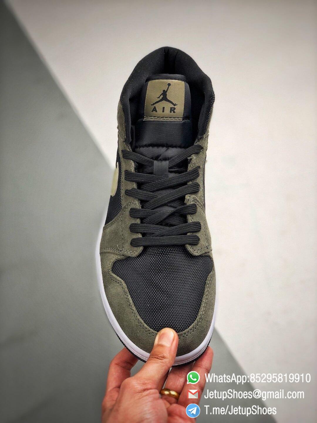 The Nike Wmns Air Jordan 1 Mid Olive Black Mesh Underlay Olive Tan Suede Overlay Repshoes 03 The Nike Wmns Air Jordan 1 Mid Olive Black Mesh Underlay Olive Tan Suede Overlay Repshoes 03