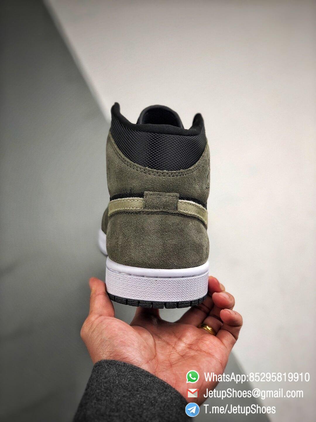 The Nike Wmns Air Jordan 1 Mid Olive Black Mesh Underlay Olive Tan Suede Overlay Repshoes 07