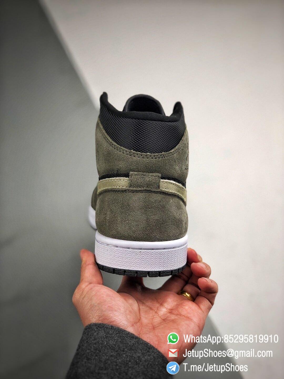 The Nike Wmns Air Jordan 1 Mid Olive Black Mesh Underlay Olive Tan Suede Overlay Repshoes 07 The Nike Wmns Air Jordan 1 Mid Olive Black Mesh Underlay Olive Tan Suede Overlay Repshoes 07