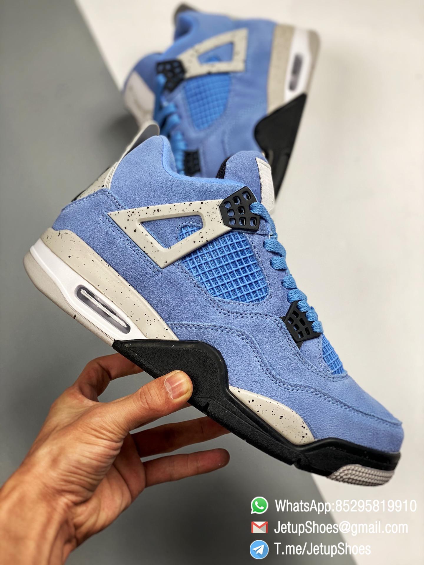 Air Jordan 4 Retro University Blue Suede Upper Tech Grey SKU CT8527 400 Top Rep Snkrs 010