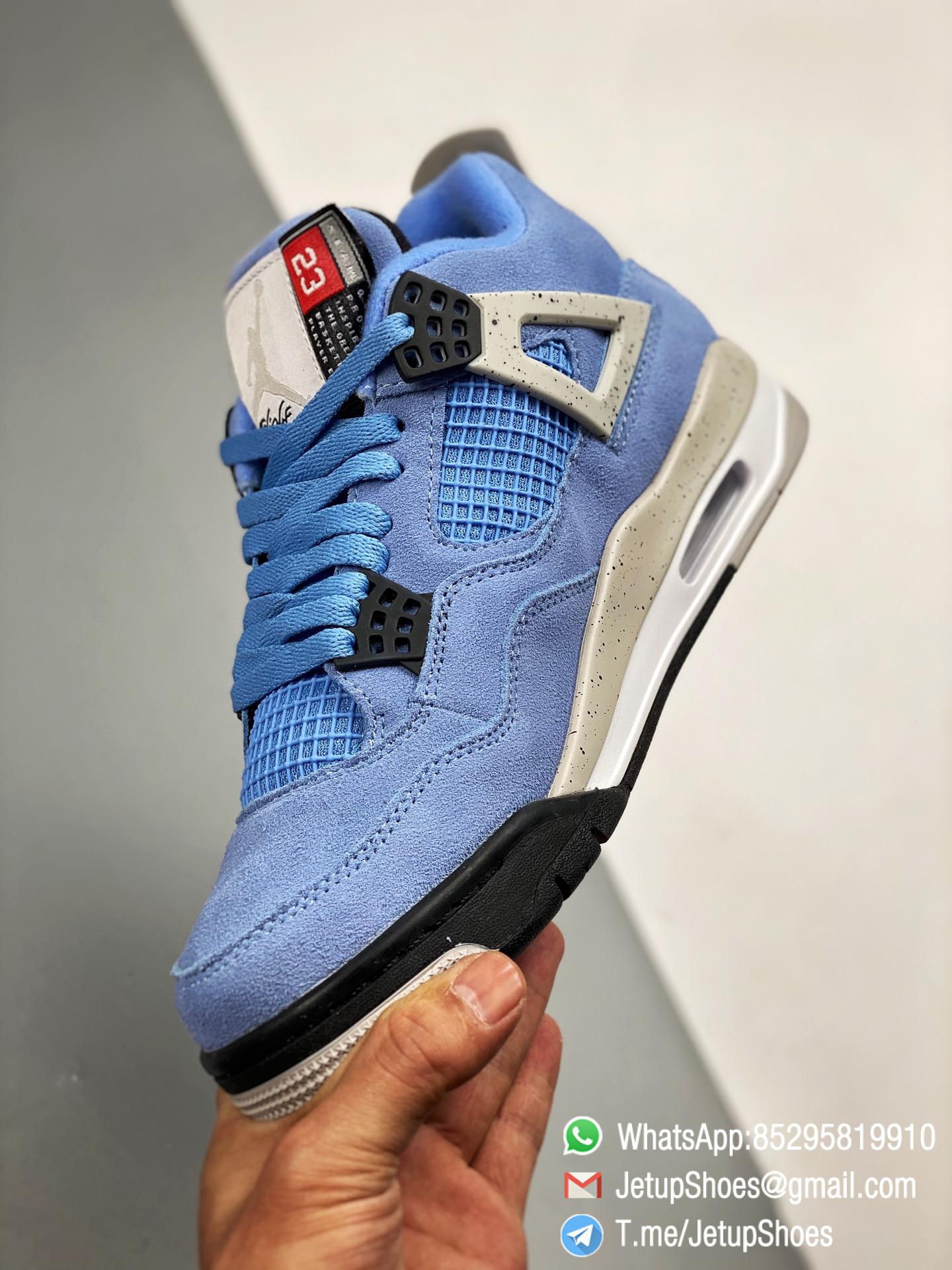 Air Jordan 4 Retro University Blue Suede Upper Tech Grey SKU CT8527 400 Top Rep Snkrs 03