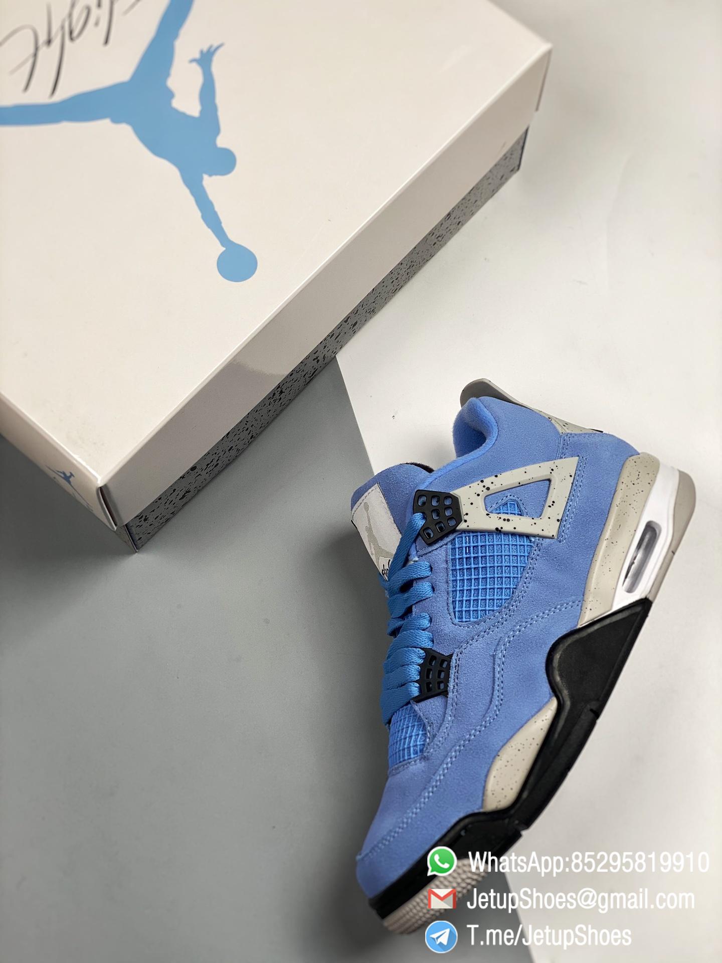 Air Jordan 4 Retro University Blue Suede Upper Tech Grey SKU CT8527 400 Top Rep Snkrs 09