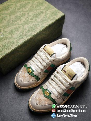 Gucci,Distressed Screener Sneaker,Screener Leather Sneaker,Low-Top,Screener Leather Sneaker Low-Top Sneaker, Gucci Vintage Green and Orange Effect Sneakers