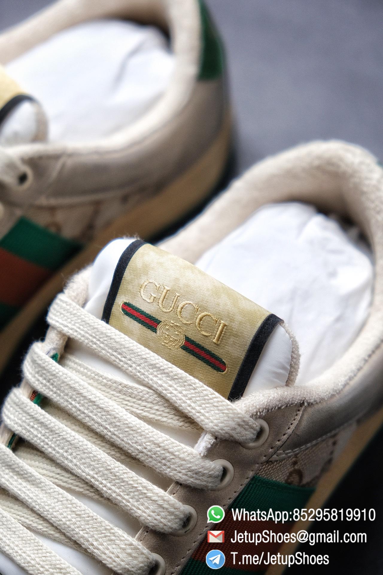 Gucci Distressed Screener Leather Low-Top Sneaker for Women Green and Orange Web with Vintage Effect Sneakers 011 Gucci,Distressed Screener Sneaker,Screener Leather Sneaker,Low-Top,Screener Leather Sneaker Low-Top Sneaker, Gucci Vintage Green and Orange Effect Sneakers