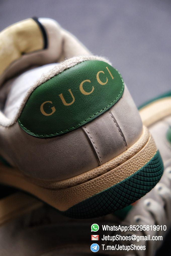 Gucci,Distressed Screener Sneaker,Screener Leather Sneaker,Low-Top,Screener Leather Sneaker Low-Top Sneaker, Gucci Vintage Green and Orange Effect Sneakers