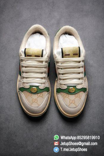 Gucci,Distressed Screener Sneaker,Screener Leather Sneaker,Low-Top,Screener Leather Sneaker Low-Top Sneaker, Gucci Vintage Green and Orange Effect Sneakers