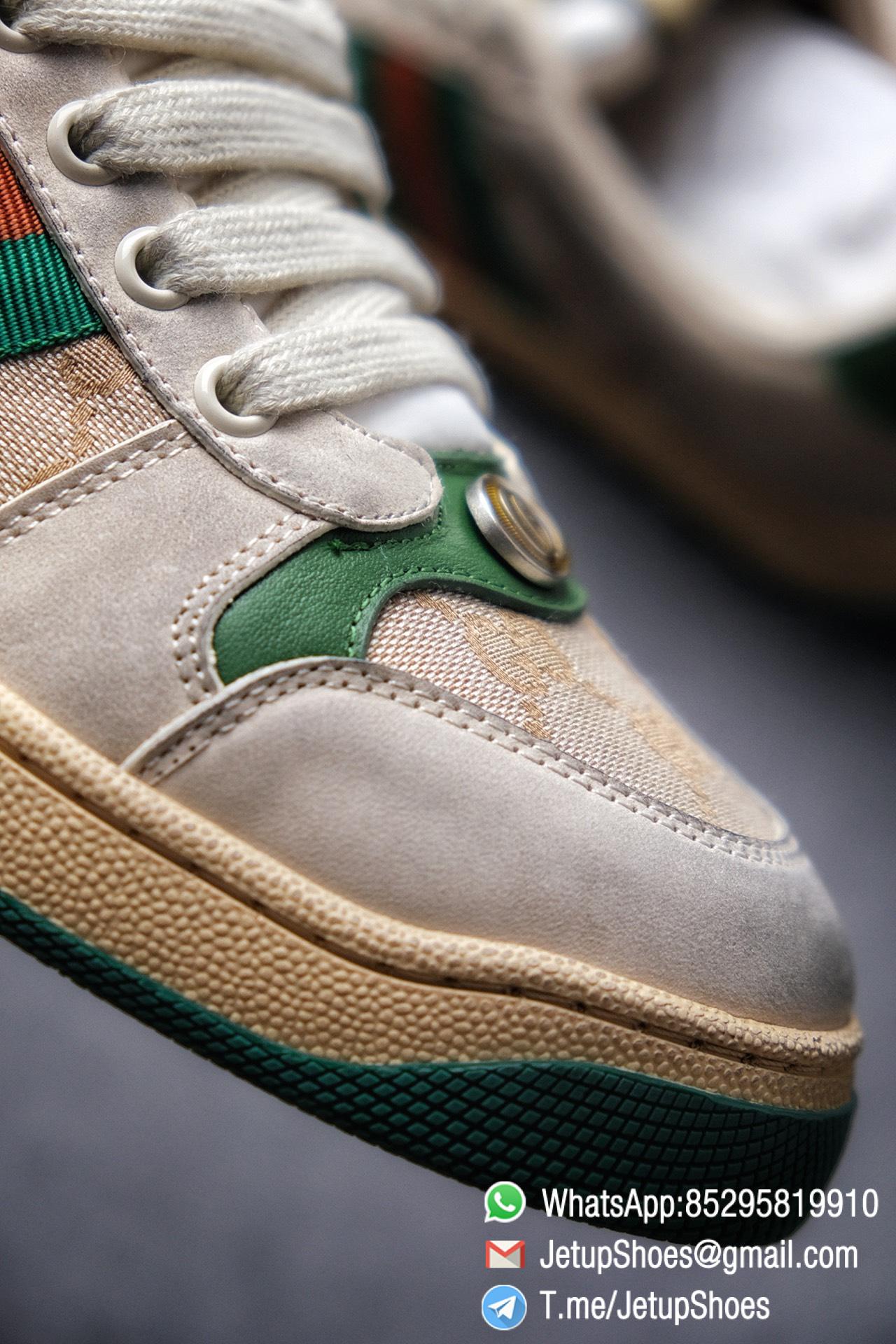 Gucci Distressed Screener Leather Low-Top Sneaker for Women Green and Orange Web with Vintage Effect Sneakers 05 Gucci,Distressed Screener Sneaker,Screener Leather Sneaker,Low-Top,Screener Leather Sneaker Low-Top Sneaker, Gucci Vintage Green and Orange Effect Sneakers