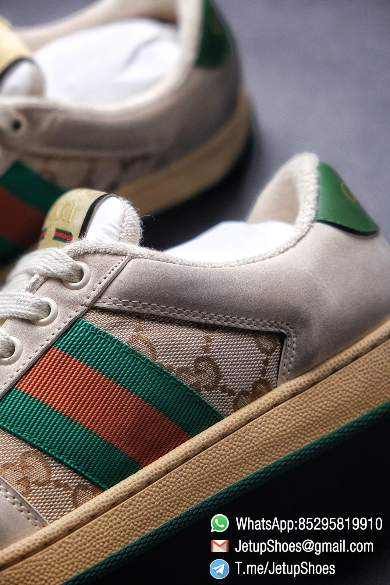 Gucci Distressed Screener Leather Low-Top Sneaker for Women Green and Orange Web with Vintage Effect Sneakers 09 Gucci,Distressed Screener Sneaker,Screener Leather Sneaker,Low-Top,Screener Leather Sneaker Low-Top Sneaker, Gucci Vintage Green and Orange Effect Sneakers