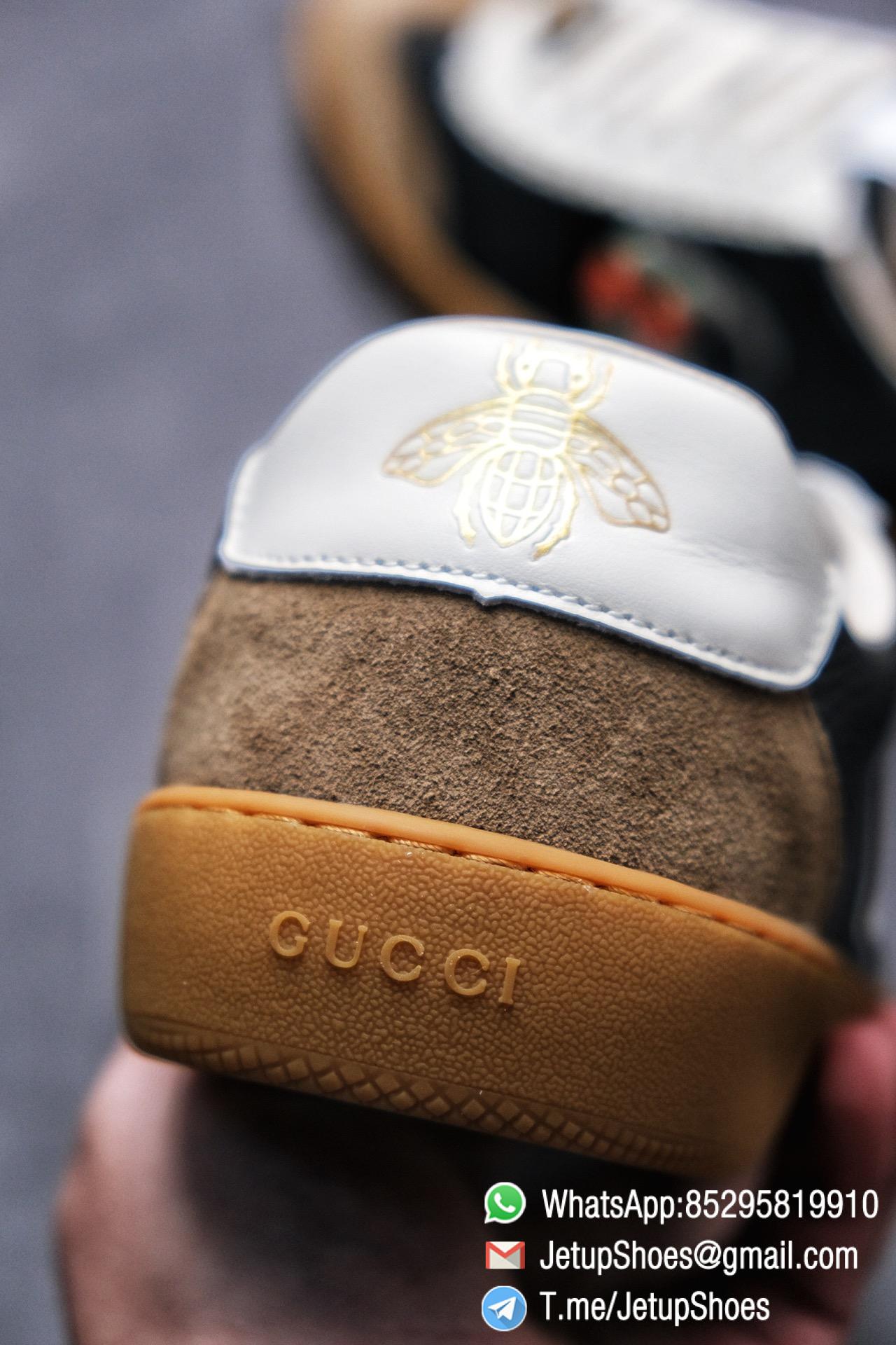 Gucci JBG Leather And Suede Mens Low top Sneaker Black Upper White Lace Guard Embroidered CC Applique Metal GG Lable Rubber Sole 08 1 Gucci JBG Leather And Suede Mens Low top Sneaker Black Upper White Lace Guard Embroidered CC Applique Metal GG Lable Rubber Sole 08 1