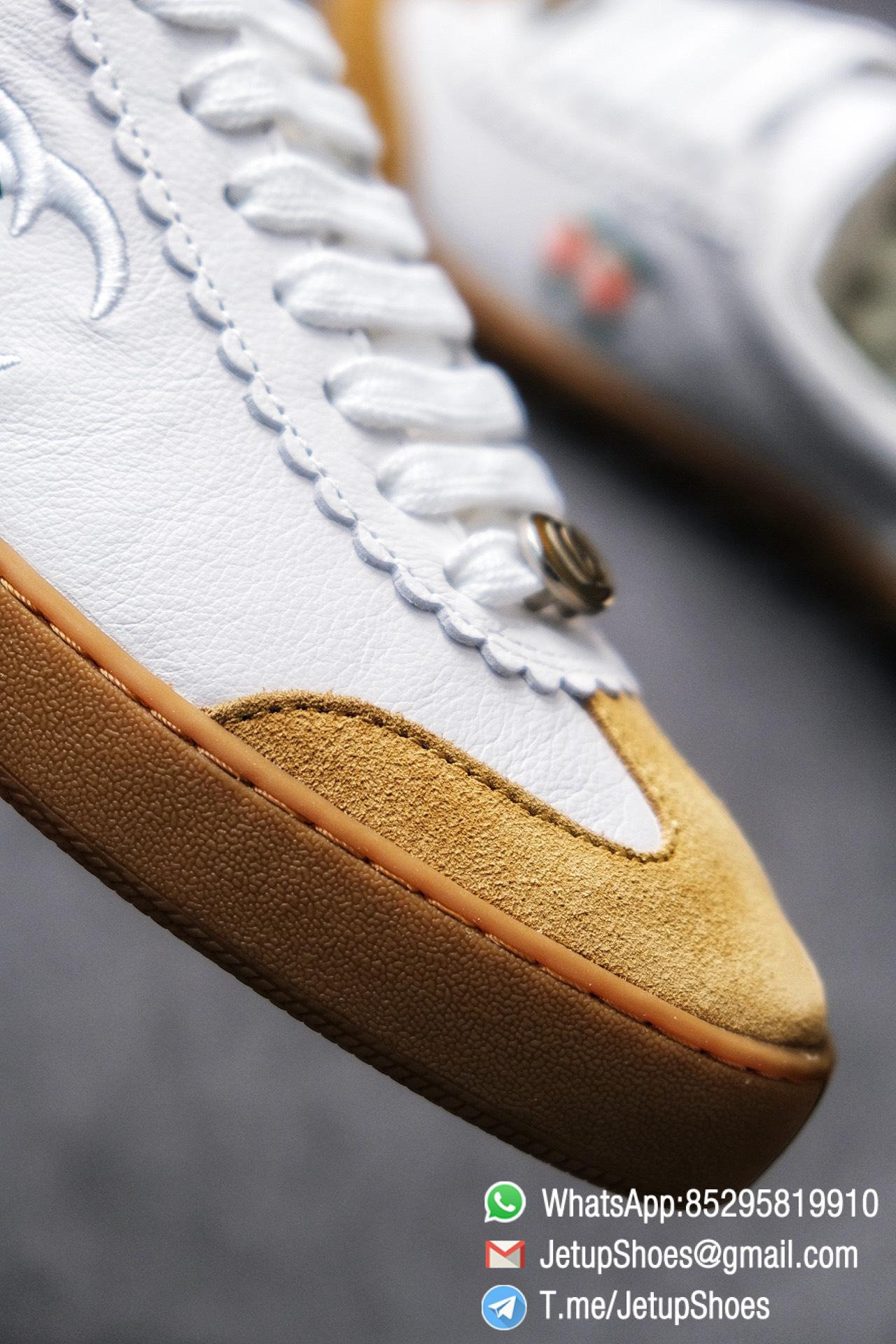 Gucci JBG Leather And Suede Mens Low top Sneaker White Upper White Green Red Embroidered Double C Applique GG Lable Rubber Sole 04 Gucci JBG Leather And Suede Mens Low top Sneaker White Upper White Green Red Embroidered Double C Applique GG Lable Rubber Sole 04