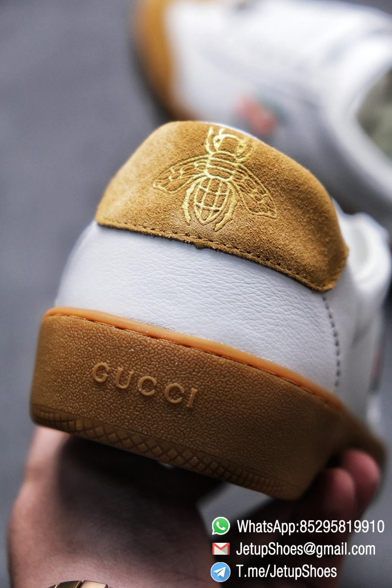 Gucci JBG Leather And Suede Mens Low top Sneaker White Upper White Green Red Embroidered Double C Applique GG Lable Rubber Sole 06 Gucci JBG Leather And Suede Mens Low top Sneaker White Upper White Green Red Embroidered Double C Applique GG Lable Rubber Sole 06