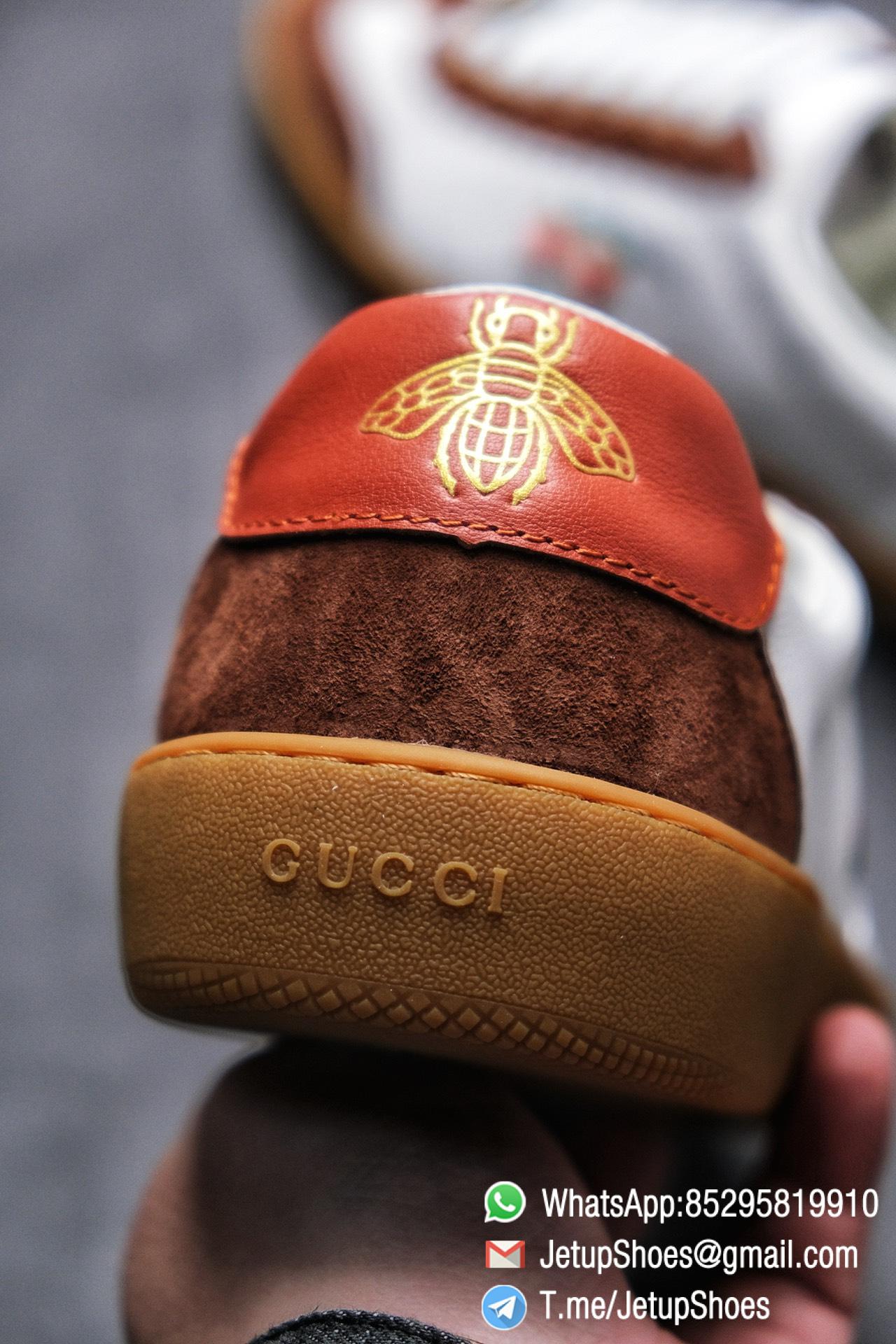 Gucci JBG Leather And Suede Sneaker Brown White Upper Lace Guard White Green Red Embroidered GG Rubber Sole 06 Gucci JBG Leather And Suede Sneaker Brown White Upper Lace Guard White Green Red Embroidered GG Rubber Sole 06