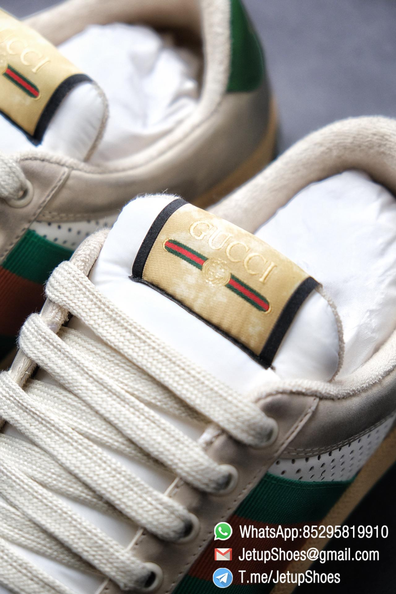 Gucci Screener Leather Low-Top Sneaker for Men Green and Orange Web with Vintage Effect Sneakers 011 Gucci,Screener Leather Sneaker,Low-Top,Screener Leather Sneaker Low-Top Sneaker,Gucci Vintage Green and Orange Effect Sneakers