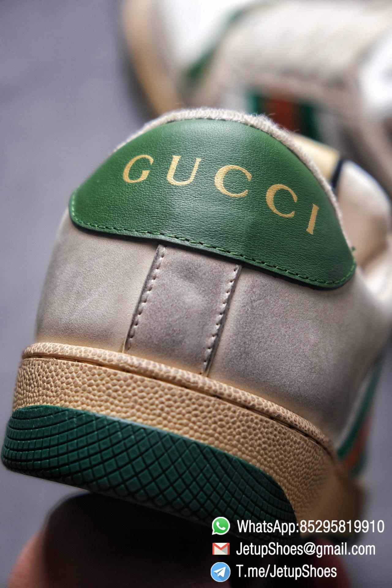 Gucci,Screener Leather Sneaker,Low-Top,Screener Leather Sneaker Low-Top Sneaker,Gucci Vintage Green and Orange Effect Sneakers