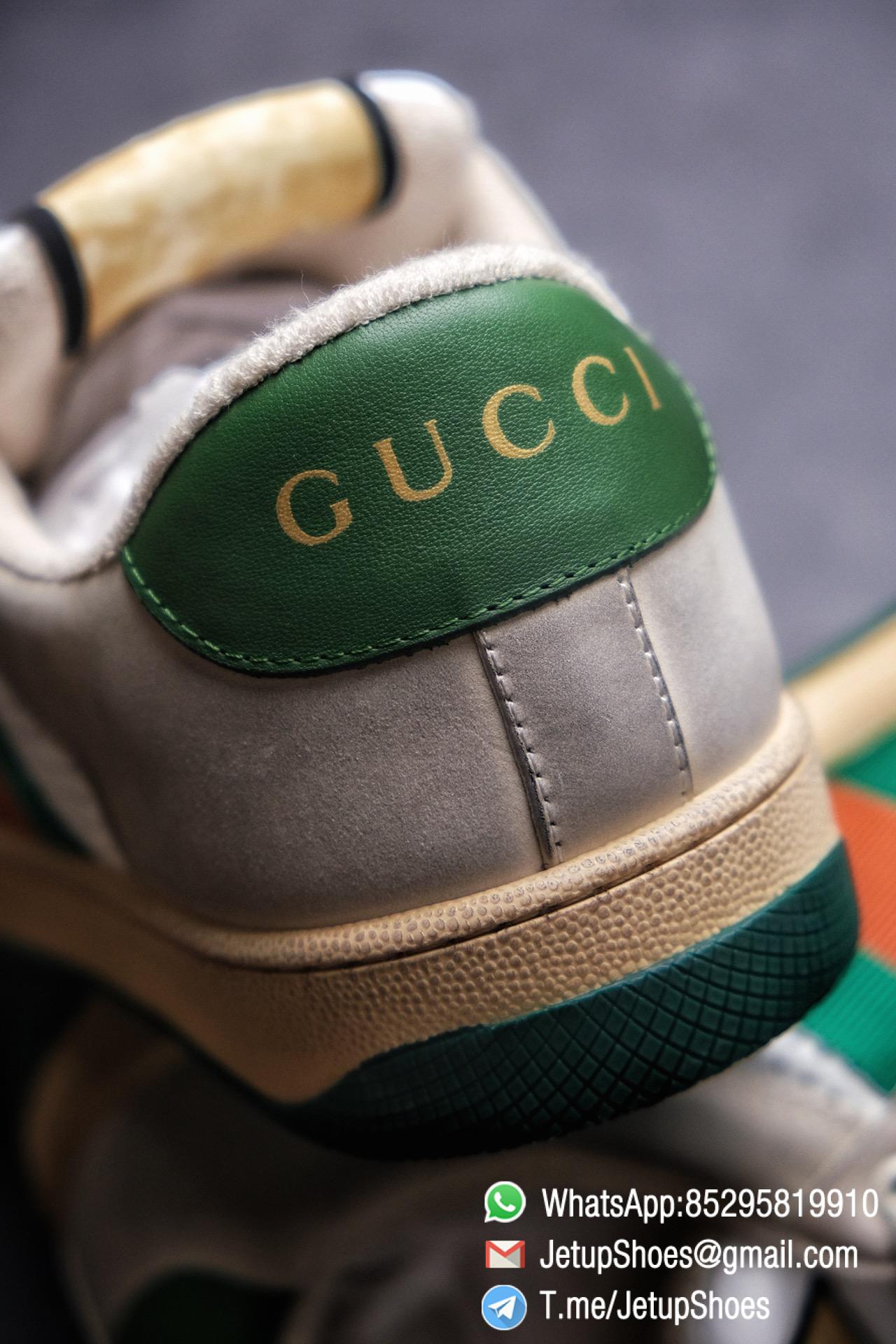 Gucci Screener Leather Low-Top Sneaker for Men Green and Orange Web with Vintage Effect Sneakers 015 Gucci,Screener Leather Sneaker,Low-Top,Screener Leather Sneaker Low-Top Sneaker,Gucci Vintage Green and Orange Effect Sneakers