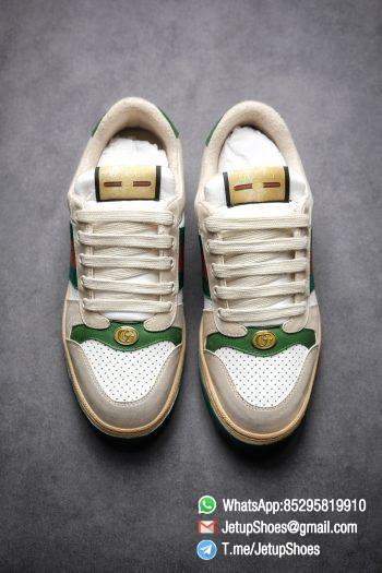 Gucci,Screener Leather Sneaker,Low-Top,Screener Leather Sneaker Low-Top Sneaker,Gucci Vintage Green and Orange Effect Sneakers