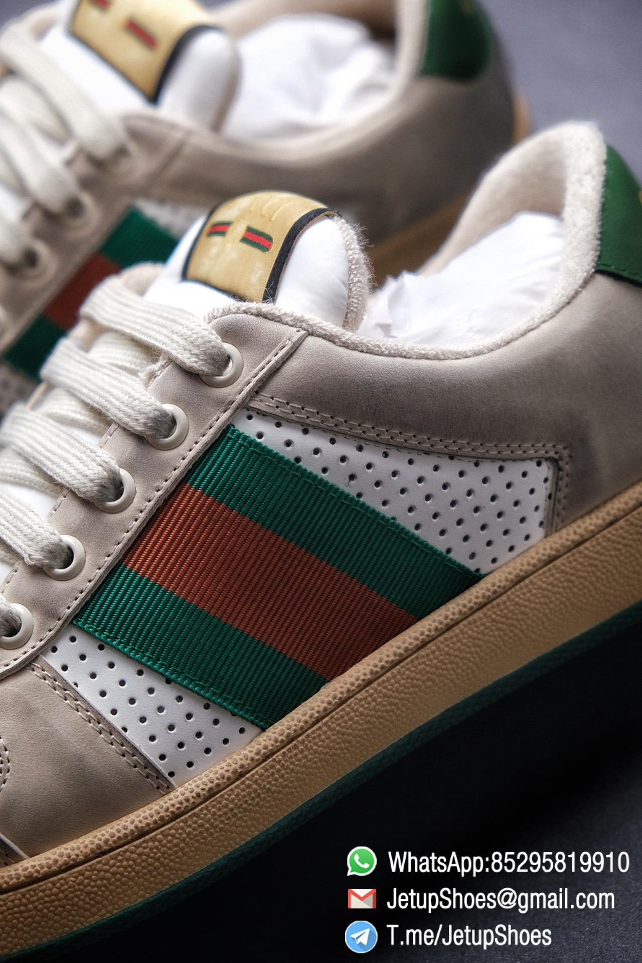 Gucci,Screener Leather Sneaker,Low-Top,Screener Leather Sneaker Low-Top Sneaker,Gucci Vintage Green and Orange Effect Sneakers