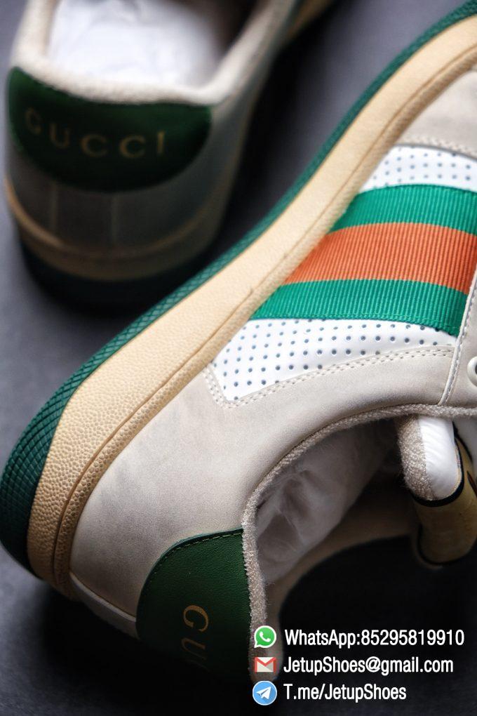 Gucci,Screener Leather Sneaker,Low-Top,Screener Leather Sneaker Low-Top Sneaker,Gucci Vintage Green and Orange Effect Sneakers