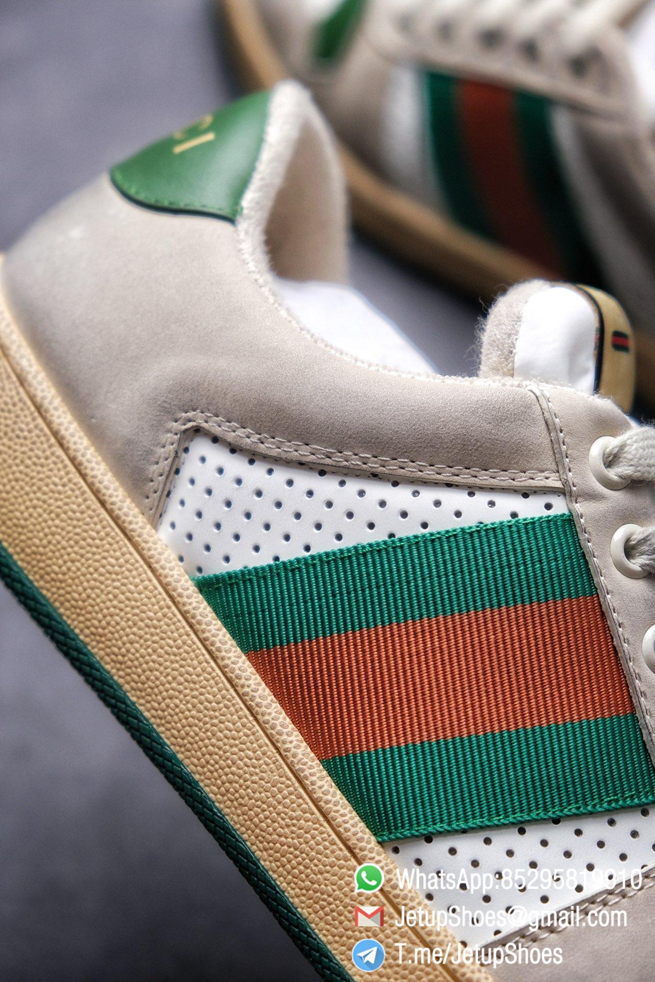 Gucci Screener Leather Low-Top Sneaker for Men Green and Orange Web with Vintage Effect Sneakers 07 Gucci,Screener Leather Sneaker,Low-Top,Screener Leather Sneaker Low-Top Sneaker,Gucci Vintage Green and Orange Effect Sneakers
