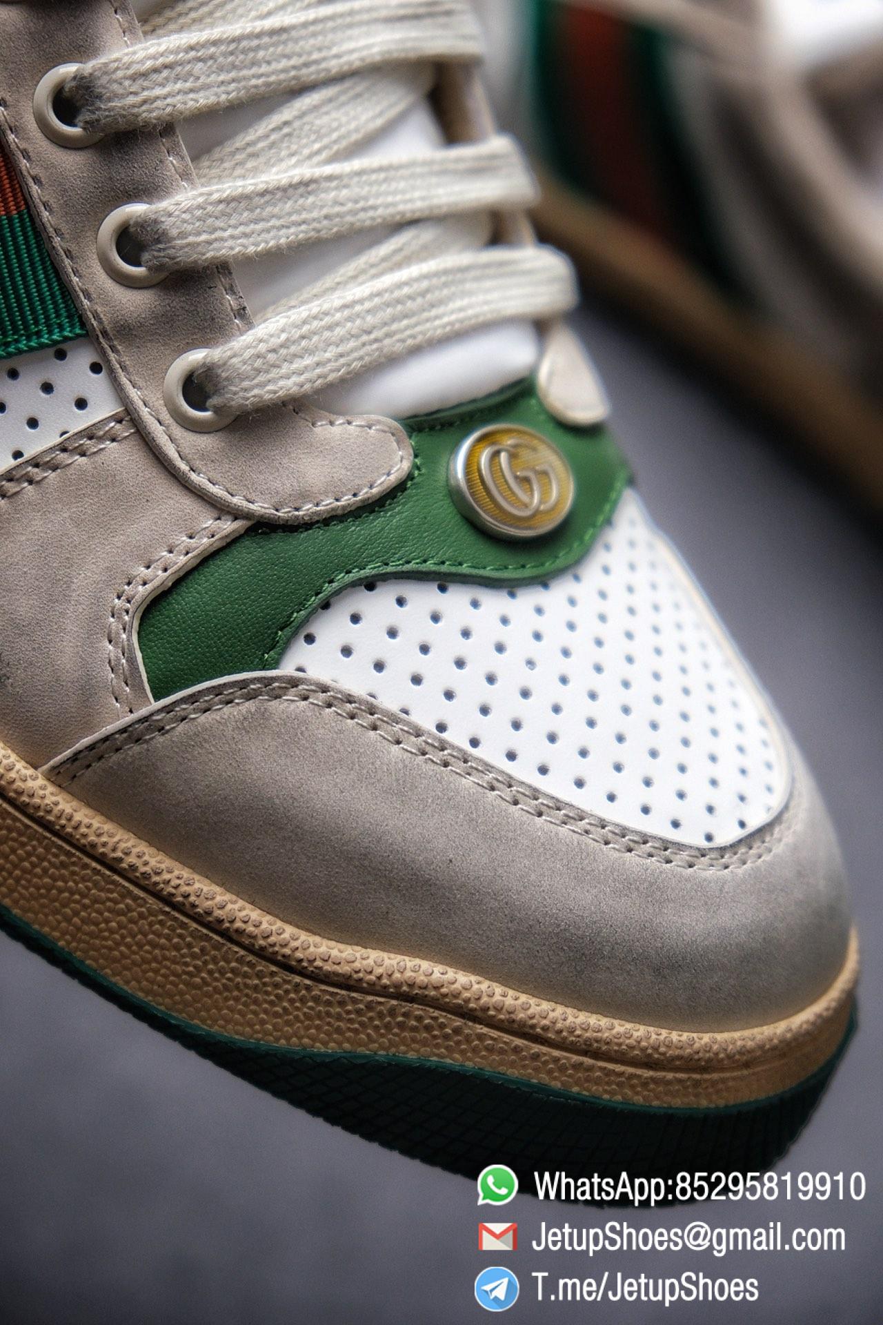 Gucci Screener Leather Low-Top Sneaker for Men Green and Orange Web with Vintage Effect Sneakers 08 Gucci,Screener Leather Sneaker,Low-Top,Screener Leather Sneaker Low-Top Sneaker,Gucci Vintage Green and Orange Effect Sneakers